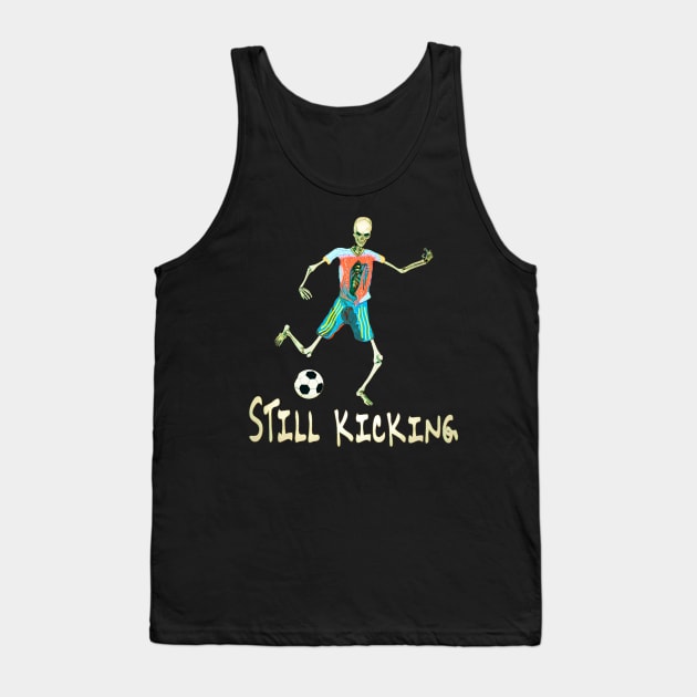 Skeletal Striker: Unleash the Action with our Bone-Chilling Soccer Player Graphic! Kick Into the Extraordinary with this Spine-Tingling Design Tank Top by LastViewGallery